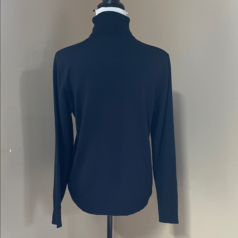 Banana Republic Merino Wool Turtleneck Sweater, Navy, Size Large - Picture 3 of 5